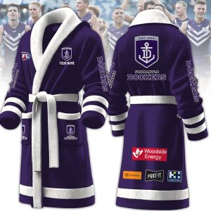 AFL Fremantle Dockers Custom Name New Version Fleece Bathrobe