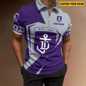 afl fremantle dockers custom name special edition zipper polo shirt 2908