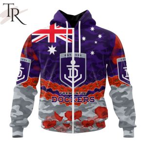 afl fremantle dockers special anzac day design lest we forget hoodie 2 VhmUE