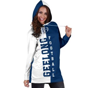 afl geelong cats navy blue white women hoodie dress 0153
