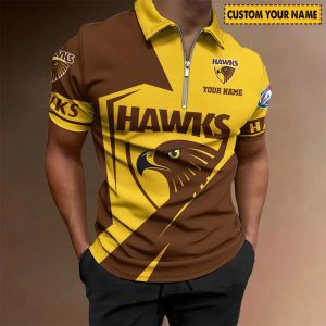 afl hawthorn hawks custom name special edition zipper polo shirt 3243