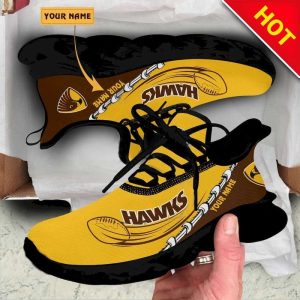 afl hawthorn hawks custom name yellow brown max soul shoes v5 black 2