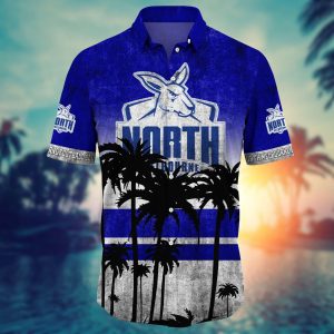 afl north melbourne kangaroos palm trees beach hawaiian shirt 0707