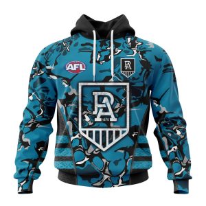 AFL Port Adelaide Travis Boak Pullover Hoodie AFL Port Adelaide Custom Name Number Camo Morden Art Style Pullover Hoodie