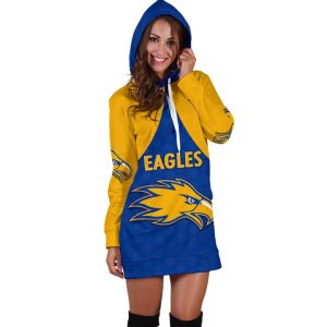 afl west coast eagles royal blue gold women hoodie dress 2636