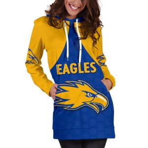 afl west coast eagles royal blue gold women hoodie dress 2642
