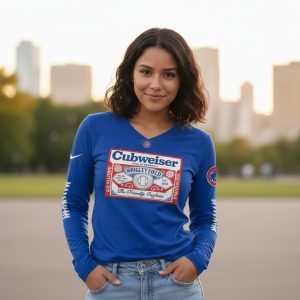 budweiser king of baseball wrigley field chicago cubs long sleeve v neck shirt 2 HGqU3