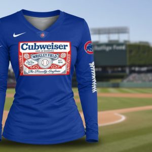 budweiser king of baseball wrigley field chicago cubs long sleeve v neck shirt 3 JERwH