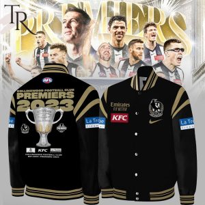 Collingwood Football Club Premiers 2023 Champions AFL 2023 Baseball Jacket – Black