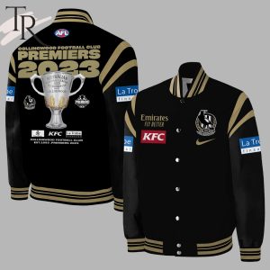 collingwood football club premiers 2023 champions afl 2023 baseball jacket black 2 X2lev