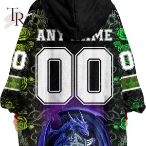 custom name and number nrl canberra raiders rose dragon oodie blanket hoodie 3 7ITyn