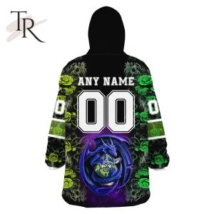 custom name and number nrl canberra raiders rose dragon oodie blanket hoodie 5 jW0fa