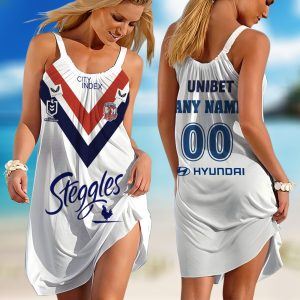 Personalized NRL Sydney Roosters 2024 Away Sleeveless Summer Beach Sundress for Women