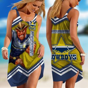 Personalized NRL North Queensland Cowboys Mascot Tgiac Sleeveless Summer Beach Sundress for Women