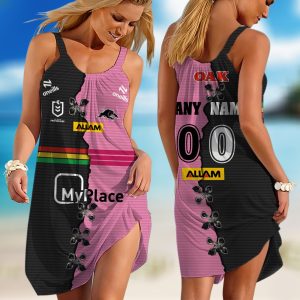 Personalized NRL Penrith Panthers Home Mix Away Sleeveless Summer Beach Sundress for Women