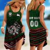 Personalized NRL South Sydney Rabbitohs Specialized Indigenous Concept With Team Mascot Sleeveless Summer Beach Sundress for Women