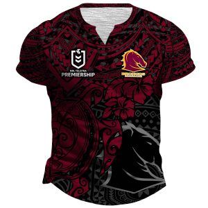 NRL Brisbane Broncos Polynesian Henley Shirt ST2202