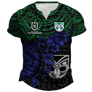 NRL New Zealand Warriors Polynesian Henley Shirt ST2202