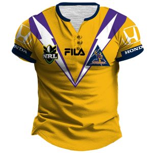 Personalised NRL Melbourne Storm 1999 Vintage Away Jersey Henley Shirt