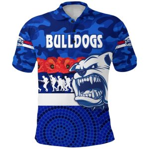 AFL Western Bulldogs Custom Text ANZAC Day Polo Shirt