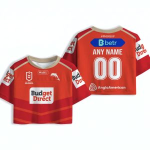 Dolphins NRL AOP Mesh Football Crop Top 2026 Jersey  Personalized name and number