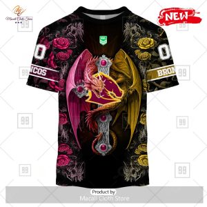 new personalized nrl brisbane broncos rose luxury dragon hoodie sweatshirt 3d 3 wjhPE