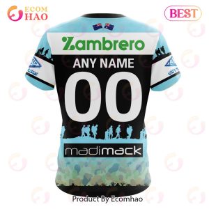 nrl cronulla sutherland sharks special anzac day kits 2023 3d hoodie 9 FgahG