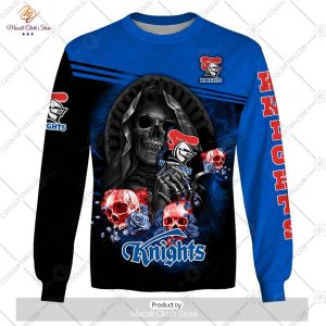 personalized nrl newcastle knights skull death art hoodie sweatshirt 3d 4 qq32w