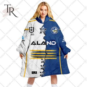 Personalized NRL Parramatta Eels Mix V2 Jersey Oodie, Flanket, Blanket Hoodie, Snuggie