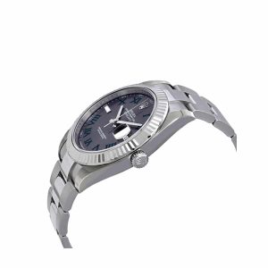 rolex datejust 126334 wimbledon steel automatic grey dial oyster replica rear