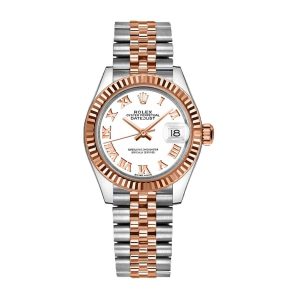 rolex datejust 28mm 279171 steel and everose gold automatic white dial