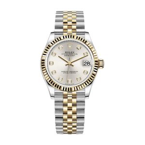 rolex datejust 28mm 279173 steel yellow gold automatic silver with diamond dial