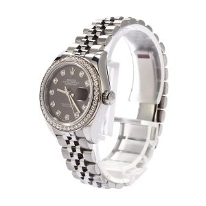 rolex datejust 28mm 279384rbr white gold automatic dark grey diamond dial replica