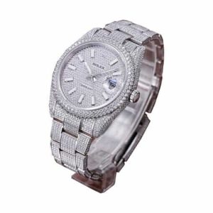 rolex datejust 41mm stainless steel diamond iced out set with diamond pave dial 116334