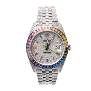 rolex datejust iced out rainbow replica 1