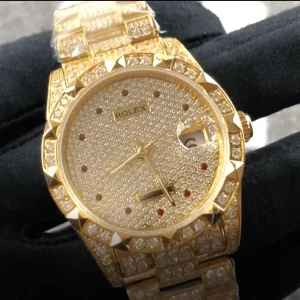 rolex datejust yellow gold diamond dial iced out 116624 replica 3