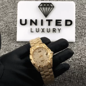 rolex datejust yellow gold diamond dial iced out 116624 replica 4