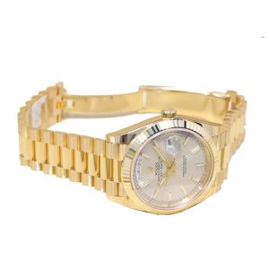 rolex day date 228238 n yellow gold silver diagonal dial replica 1 1