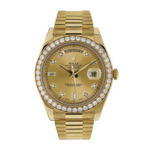 rolex day date ii 218348 41mm kw yellow gold diamonds champagne