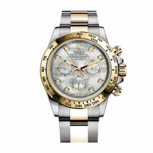 rolex daytona 116523 mother of pearl diamond dial two tone