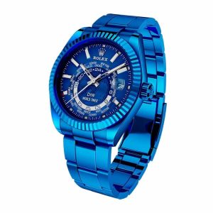rolex sky dweller world timer blue dlc stainless steel 326934