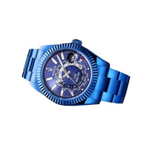 rolex sky dweller world timer blue dlc stainless steel 326934 oyster replica2