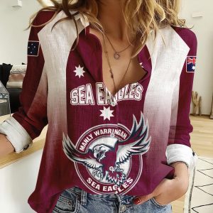 Manly-Warringah Sea Eagles NRL Womens Long Sleeve Shirt Slub LinenPersonalized Gift For Footy fans – soulcals.com