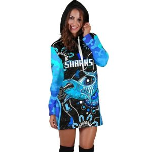 NRL Cronulla Sutherland Sharks Unique Indigenous Women Hoodie Dress 2