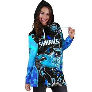 NRL Cronulla Sutherland Sharks Unique Indigenous Women Hoodie Dress 3