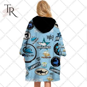 nrl cronulla sutherland sharks season logo oodie blanket hoodie 3 BhsF9