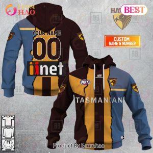 AFL Hawthorn Hawks Custom Name Number 2023 Mix Guernsey Pullover Hoodie