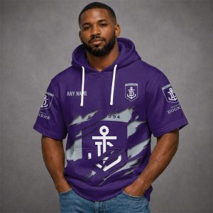 Fremantle Dockers AFL Custom name Short Sleeves Hoodie v1