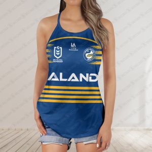 Parramatta Eels jersey Women’s Criss Cross Tanktop ? Bold & Sporty
