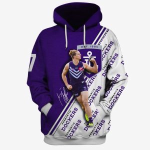 AFL Fremantle Dockers Nat Fyfe No 7 Pullover Hoodie V4